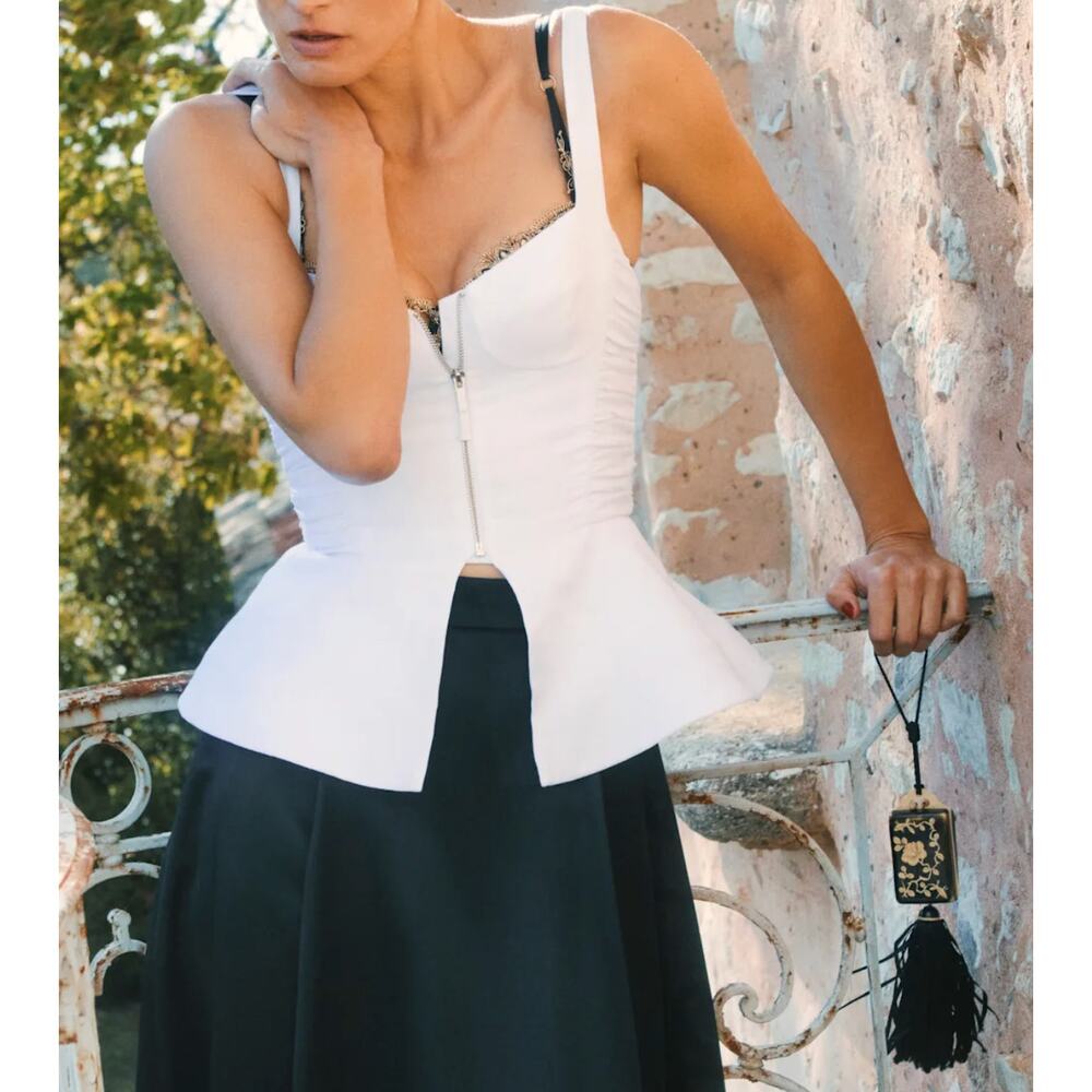 Reformation The Collection Truro Top‎ Size 4 White Bustier Corset Zip Front Tank